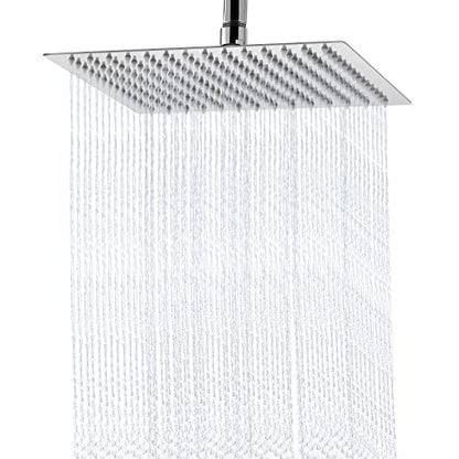 Rain Shower Head - 10 Inch High Pressure Shower Heads 304 Stainless Steel Ultra Thin Square Showerhead Pressure Boosting Design, Ceiling or Wall Mount