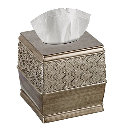 Dublin Silver Square Resin Tissue Box Cover - style: Square Tissue Box