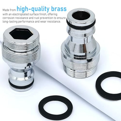1pcs Brass Faucet Tap Quick Connector Adapter Kit,22mm Male Thread x 1mm Pitch Connector,Universal Faucet Adapter for Washing Machine And Pressure Washer(Silver) - size: 22mm Male Thread x 1mm