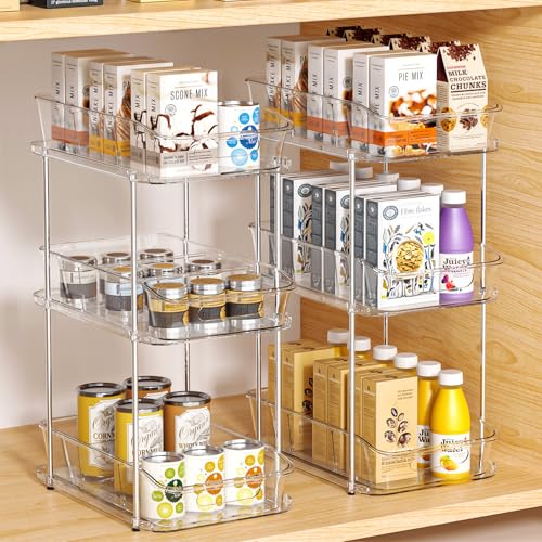 incostar 2 Sets of 3-Tier Bathroom Under Sink Organizers | Pull-Out Storage, With Dividers, Slide-Out Clear Storage, For Cupboard Bathroom Vanities Cabinet - style: 2 Pack 3 Tier