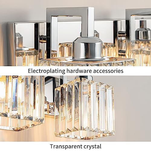 Modern Bathroom Vanity Light 4-Lights Chrome Crystal Wall Lamp Bathroom Modern Crystal Vanity Lighting - color: Chrome Crooked, size: 4-light