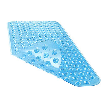 YINENN Bath and Shower Safety Mats 40x16 inch, Non Slip with Suction Cups for Bathroom Stall and Tub Floor, Extra Large and Machine Washable, Drain Holes Keep Bathtub Clean, Blue - color: Blue
