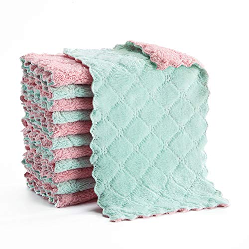 Hypermotion Microfiber Cleaning Cloth, Kitchen Towels, Double-Sided Microfiber Towel Lint Free Highly Absorbent Multi-Purpose Dust and Dirty Cleaning Supplies for Kitchen Car Cleaning. Pack of 12 - color: Multicolor