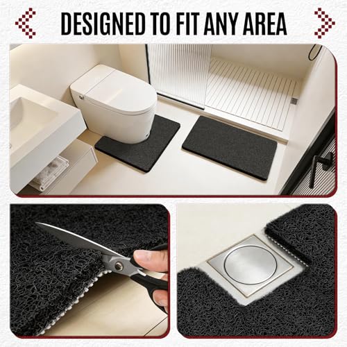 17 * 30in Shower Mat Bathtub Mat Non Slip | Bathmats Non Slip, Quick Drying Foot Scrubber Loofah Mats for Inside Shower, Tub, Bathroom, Home, Black - color: Black, size: 30" x 17" (Rectangular)