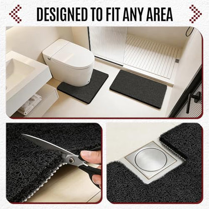 17 * 30in Shower Mat Bathtub Mat Non Slip | Bathmats Non Slip, Quick Drying Foot Scrubber Loofah Mats for Inside Shower, Tub, Bathroom, Home, Black - color: Black, size: 30" x 17" (Rectangular)