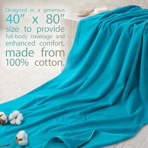 Cotton Paradise 100% Cotton Turkish Towel, Soft Absorbent Quick Dry, 40x80 Oversized Bath Sheet Towel, Ocean Aqua - color: Ocean Aqua, size: 40"x80"