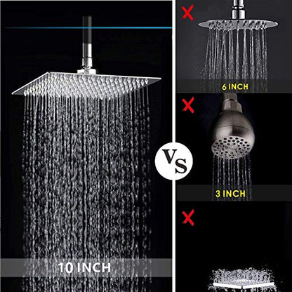 Rain Square Shower Head 8 Inch High Pressure Stainless Steel Water Saving Ultra Thin Waterfall Showerhead Even At Low Water Flow, Adjustable Replacement Showerhead,Chrome