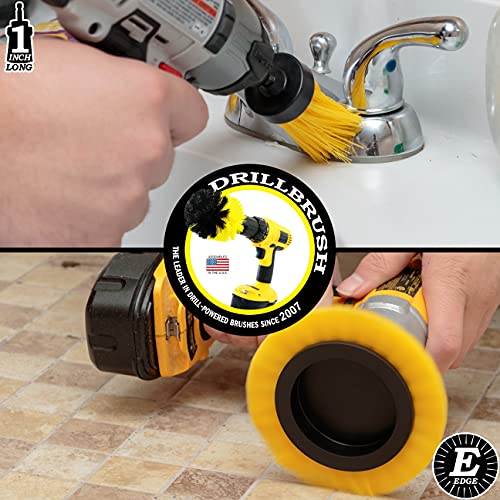 Tile and Grout Cleaning Drill Brush Set - Bathroom Scrub Brush for Drill | 3 pack Drill Brush Power Scrubber Cleaning Brush Yellow Medium Stiffness - Shower Floor Scrub Brush for Drill - Crevice Brush - color: Yellow