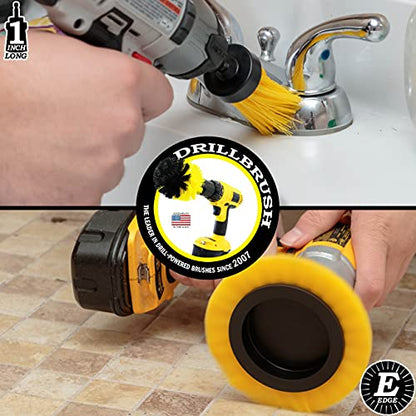 Tile and Grout Cleaning Drill Brush Set - Bathroom Scrub Brush for Drill | 3 pack Drill Brush Power Scrubber Cleaning Brush Yellow Medium Stiffness - Shower Floor Scrub Brush for Drill - Crevice Brush - color: Yellow