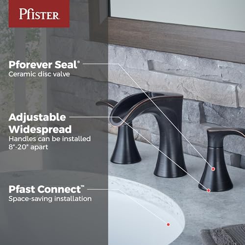 Pfister Brea Bathroom Sink Faucet, 8-Inch Widespread, 2-Handle, 3-Hole, Tuscan Bronze Finish, LF049BRYY - style: Widespread