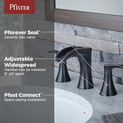 Pfister Brea Bathroom Sink Faucet, 8-Inch Widespread, 2-Handle, 3-Hole, Tuscan Bronze Finish, LF049BRYY - style: Widespread
