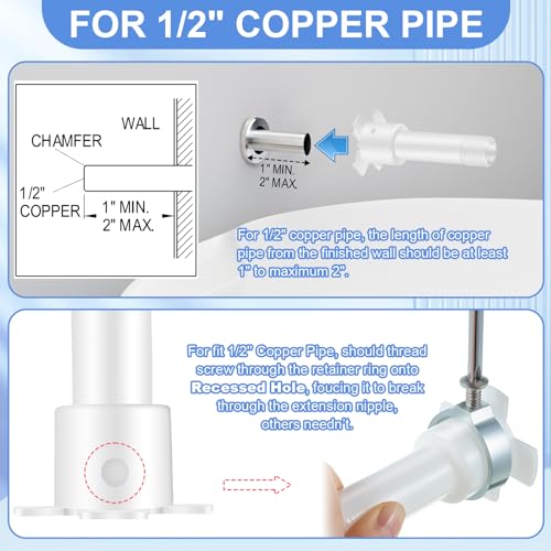 Dreyoo Four in One Tub Adapter, Bathtub Faucet Adapter Slip Fit for Copper, Universal Fits 1/2'' Copper Pipe, 1/2'' IPS and 3/4'' IPS, Tub Spout Diverter Repair Kit with Assembly Tool