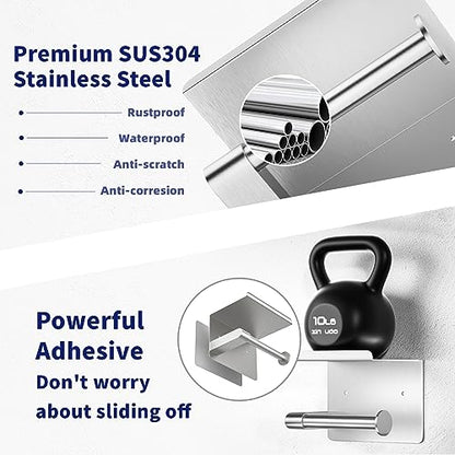 GLNLQ Brushed Nickel Toilet Paper Holder Wall Mount, Fits Mega Rolls Size Sliver Toilet Paper Holder with Shelf, Rustproof Stainless Steel Toilet Paper Roll Holder, Toilet Tissue Holder for Bathroom | Adhesive or Screw-in, Stainless Steel Material, Wall-M