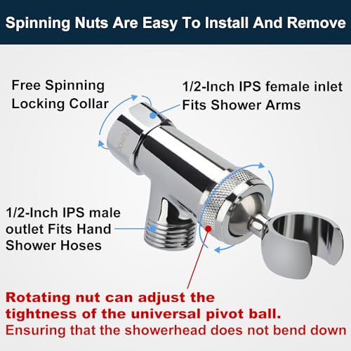 All Metal Shower Head Holder and Long Hose with Wide-Angle Adjustment | Stainless Steel Extra Long 6 ft Flexible Hose, Handheld Shower Arm Bracket,Premium Chrome - style: C-Style Chrome