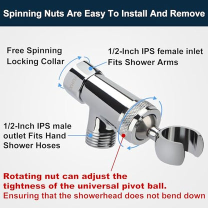 All Metal Shower Head Holder and Long Hose with Wide-Angle Adjustment | Stainless Steel Extra Long 6 ft Flexible Hose, Handheld Shower Arm Bracket,Premium Chrome - style: C-Style Chrome