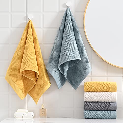 sense gnosis Grey Striped Hand Towel 13 X 29 Inch, 2 PC | Herringbone Pattern Premium 100% Cotton Ultra Soft Highly Absorbent Hand Towel Set for Bathroom - color: Grey