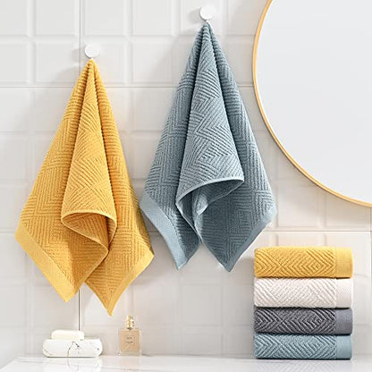 sense gnosis Grey Striped Hand Towel 13 X 29 Inch, 2 PC | Herringbone Pattern Premium 100% Cotton Ultra Soft Highly Absorbent Hand Towel Set for Bathroom - color: Grey
