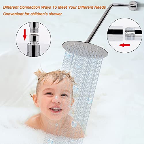 Shower Head Extension Arm, Shower Extender Water Outlet- Lowers Existing, Shower Pipe Extension for Bathroom, Made of Solid Metal Stainless Steel(10 Inch, Chrome Finish) - color: Chrome Finish, style: 10 Inch