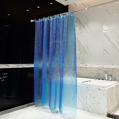 EVA Blue Shower Curtain Liner, 3D Plastic 5G Shower Liner with 12 Rustproof Metal Grommets and Weighted Magnets, Waterproof Duty for Bathroom 72 x 72 - color: Square-blue