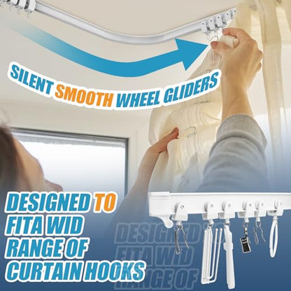 16.5 FT Bendable Curtain Track Ceiling,Mounted Straight Curved Ceiling Track Set Installation for Windows Curtain Room Divider - 5 Meter White