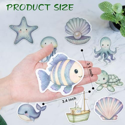 Bathtub Non-Slip Stickers for Shower - 20 PCS Bathroom Large Cute Sea Creature Anti-Slip Grips Stickers with Scraper for Kids Bath Tub and Slippery Floor Decor