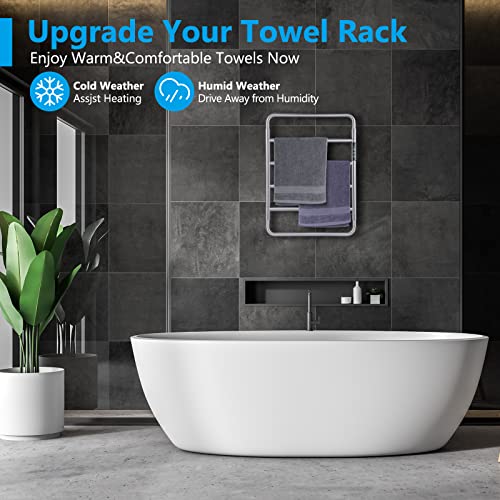 VJASS Heated Towel Rack for Bathroom, 4 Bar Stainless Steel Electric Towel Warmer with Built-in Timer, Dual Hardwired & Plug-in Wall Mounted Installation (Brushed Nickel) - color: Brushed Nickel