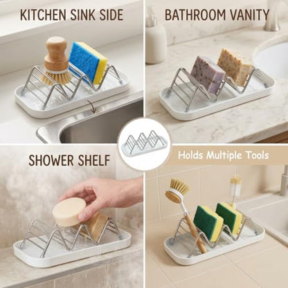 2 pcs Shampoo Bar Holder, Self Draining Soap Dish, Bar Soap Holder for Shower, Kitsch Shampoo Bar Holder, Soap Holder with Drainage Basin, 2-Piece Bathroom Organizer Set