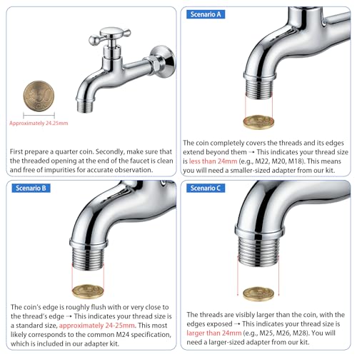10 pcs Faucet Adapter Kit, CNYMANY Kitchen Aerator Adapter Set Male M20 Female Sink Adapter Connecting Garden Hose Water Filter Standard Hose via Diverter