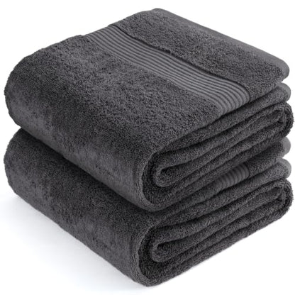 Cotton Paradise 100% Cotton Turkish Towel Set, Soft Absorbent Quick Dry, 2 Piece 35x70 Bath Sheet Set, Dark Gray - color: Dark Gray, size: 35"x70"