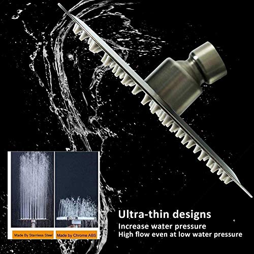 NearMoon Rain Shower Head, Ultra-Thin Design-Pressure Boosting, Awesome Some Experience, High Flow Stainless Steel Rainfall Head (6 Inch,Brushed Nickel) - color: Brushed Nickel, size: 6 Inch