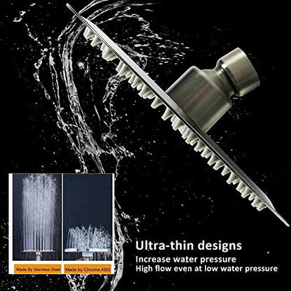 NearMoon Rain Shower Head, Ultra-Thin Design-Pressure Boosting, Awesome Some Experience, High Flow Stainless Steel Rainfall Head (6 Inch,Brushed Nickel) - color: Brushed Nickel, size: 6 Inch