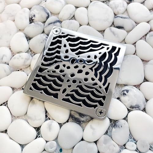 Starfish Designer Drains, Square Shower Drain Replacement for Kerdi Schluter Size (Polished Stainless Steel) - color: Polished Stainless Steel