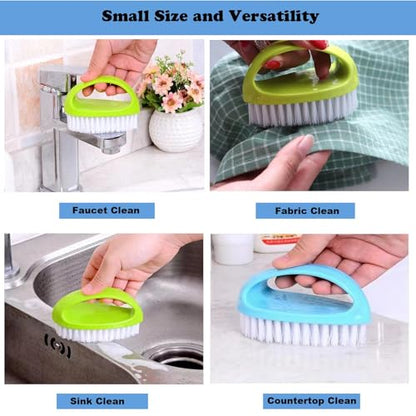 Scrubbing Brushes for Cleaning Small Scrub Brush with Nylon Stiff Bristles | 2 Pack Heavy-Duty Scrubber Cleaner Brush Multi-Purpose Cleaning Brush for Bathroom,Showe,Sink,Kitchen,Bathtub,Floor -Compact - color: Green+blue