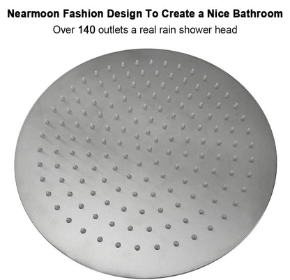 NearMoon Rain Shower Head, Ultra-Thin Design-Pressure Boosting, Awesome Some Experience, High Flow Stainless Steel Rainfall Head (12 Inch, Brushed Nickel) - color: Brushed Nickel, size: 12 Inch