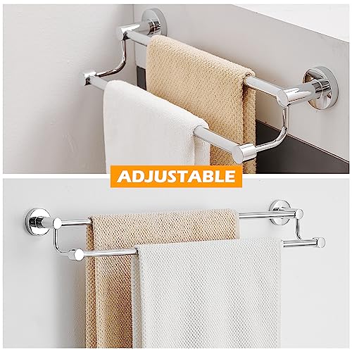 Double Towel Bar Towel Rack for Bathroom Wall Mounted Polished Chrome | Adjustable 16-26 In,Wall Mounted Towel Holder, Stainless Steel, Rustproof, Towel Bar Rod Hanger Hardware Accessories Hotel - color: Polished Chrome