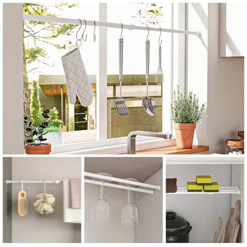 Spring Tension Curtain Rods Short Tension Rod (White,27" to 37"-4Pcs) - color: White, size: 27" to 37"-4Pcs