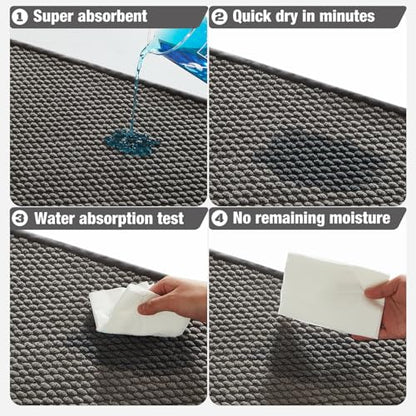 TYUU Bathroom Rugs Non Slip Washable, Super Absorbent Thin Bath Mat Small Quick Dry Low Pile Bathroom Rug, Dark Grey 16"x24" - color: Dark Grey, size: 1'4" X 2' (Rectangular)