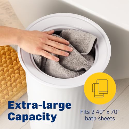 Live Fine Towel Warmer | Bucket Style Luxury Heater with LED Display, Adjustable Timer, Auto Shut-Off | Fits 40” x 70” Oversized Towel - color: White