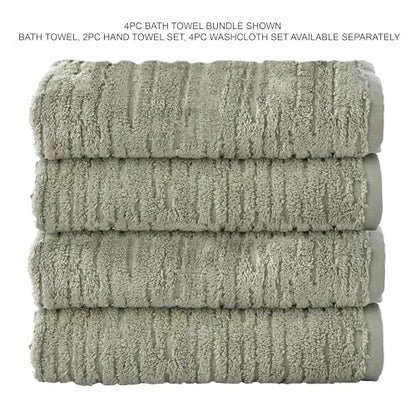 SKL Home CloudSoft Cotton Luxury 4 Pc Bath Towel Set, Sage - color: Sage, style: Bath Towels (Set of 4)