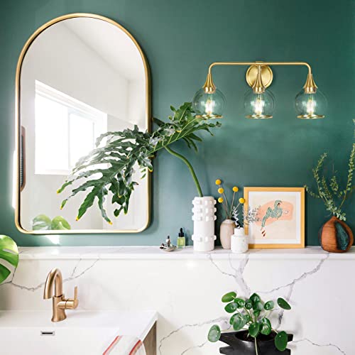 Gold Bathroom Vanity Light 3-Lights Bathroom Light Fixtures Over Mirror with Clear Glass Shade 22.4 inch Wall Sconce Lighting Bath(Exclude E26 Bulb) - color: Gold, size: 3 Light
