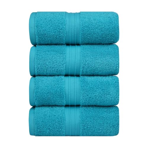 Hand Towels Set of 4 - Extra Soft &%100 Cotton, Large (16"x 28") Decorative, Luxury, Plush - Versatile, Perfect as Hotel Quality Towel, Soft Face Towels, Large Hand Towels - Turqoise - color: Turqoise