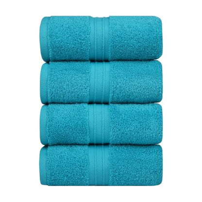 Hand Towels Set of 4 - Extra Soft &%100 Cotton, Large (16"x 28") Decorative, Luxury, Plush - Versatile, Perfect as Hotel Quality Towel, Soft Face Towels, Large Hand Towels - Turqoise - color: Turqoise
