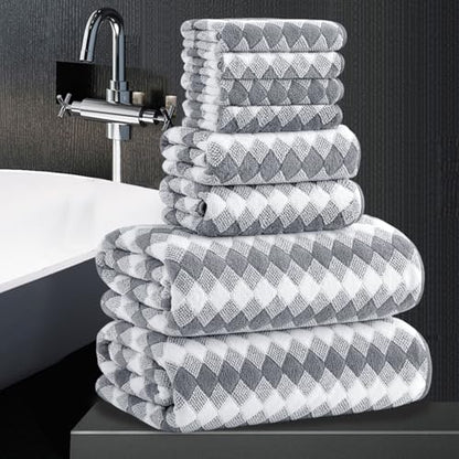 8 Piece Bathroom Towel Set Gray |2 Oversized Large Bath Towels Sheet,2 Hand Towels and 4 Washcloths| 600GSM Ultra Soft Luxury Premium Towel Set Highly Absorbent Quick Dry Hotel Towel Collection - color: Diamond Gray, size: 8 Piece Towel Set