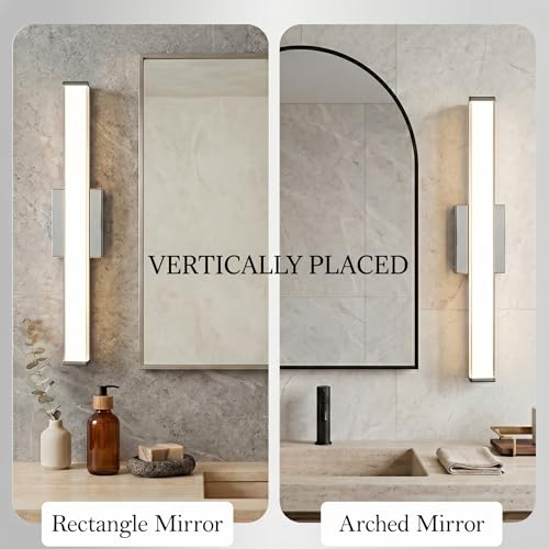 URSOLA 36" Modern LED Bathroom Light Fixtures, Chrome 3CCT Dimmable Bathroom Vanity Light Over Mirror, Bathroom Vanity Bath Bar Lights with Double Layer Acrylic Shade - color: Chrome, size: 36inch