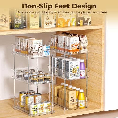 incostar 2 Sets of 3-Tier Bathroom Under Sink Organizers | Pull-Out Storage, With Dividers, Slide-Out Clear Storage, For Cupboard Bathroom Vanities Cabinet - style: 2 Pack 3 Tier