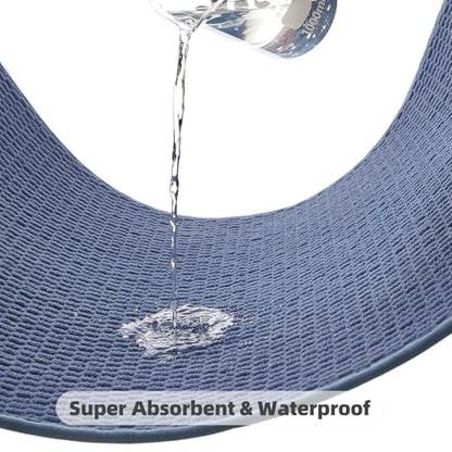 TYUU Bathroom Runner Rugs, Long Bath Mat Runner Washable Thin Quick Dry Low Pile Bathroom Runner Rugs Non Slip, Denim Blue 24"x70" - color: Denim Blue01, size: 2' X 5'10" (Runner)