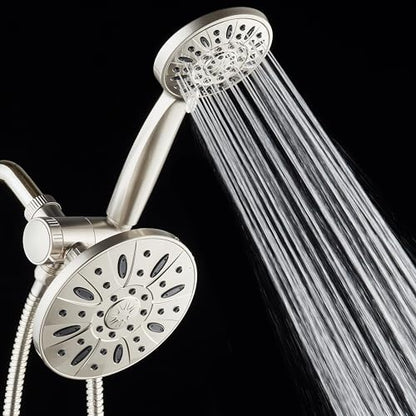 AquaDance Premium High Pressure 3-Way Rainfall Combo Combines The Best of Both Worlds-Enjoy Luxurious Rain Showerhead and 6-Setting Hand Held Shower Separately or Together, Satin Nickel - color: Satin Nickel