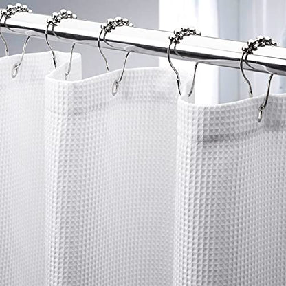 AmazerBath White Waffle Shower Curtain, 36x72 Inches, Fabric Stall Curtain With Waffle Weave, Hotel Quality Bathroom Shower Curtains - color: White, size: 36"W x 72"L (Pack of 1)
