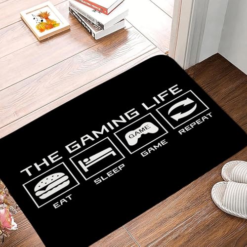 Game Life Bathroon Runner Rug,Modern Gamer Funny Quote Eat Sleep Game Repeat Kitchen Doormat Home Entry Bedroom Floor Mats,24x36 Inch - size: 24"x36"