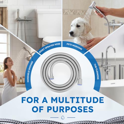 79" Shower Hose, Stainless Steel Shower Head Hose, Brushed Nickel | Stainless Steel Material, Stretchable Design, Tangle-Free Design, Double Buckle Design, Handheld Shower Hose for Bathroom - color: Brushed Nickel, size: 79inch